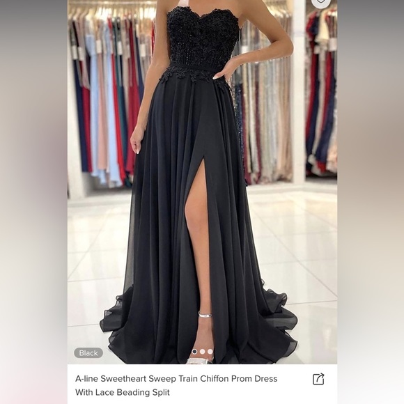 Dresses & Skirts - Stacees, Black strapless A-line prom dress (Brand new, unworn)